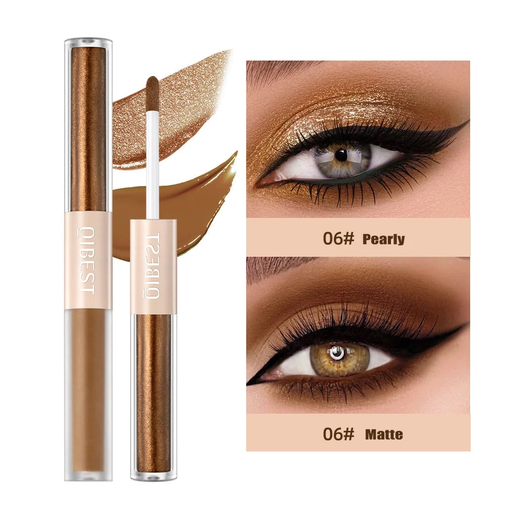 2 In 1 Stick Pearly Matte Eyeshadow Cream Smooth Nude Eye Makeup Liquid Contour Shadow Stick Waterproof Shimmer High Light Pen Qme 06