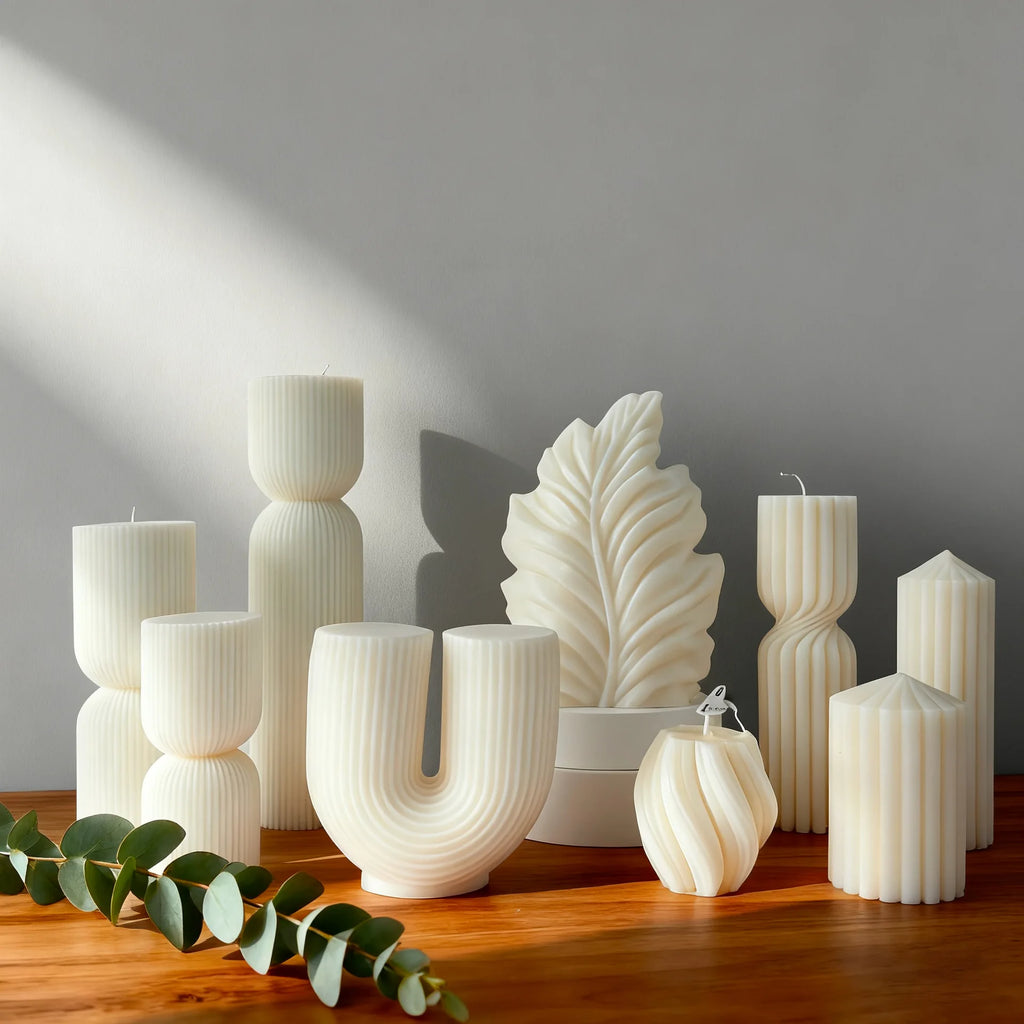 Nordic Minimalist White Scented Candle Atmosphere Home Decor Wedding Arrangement Cylinder Geometric Shape Fragrance Candle Qme
