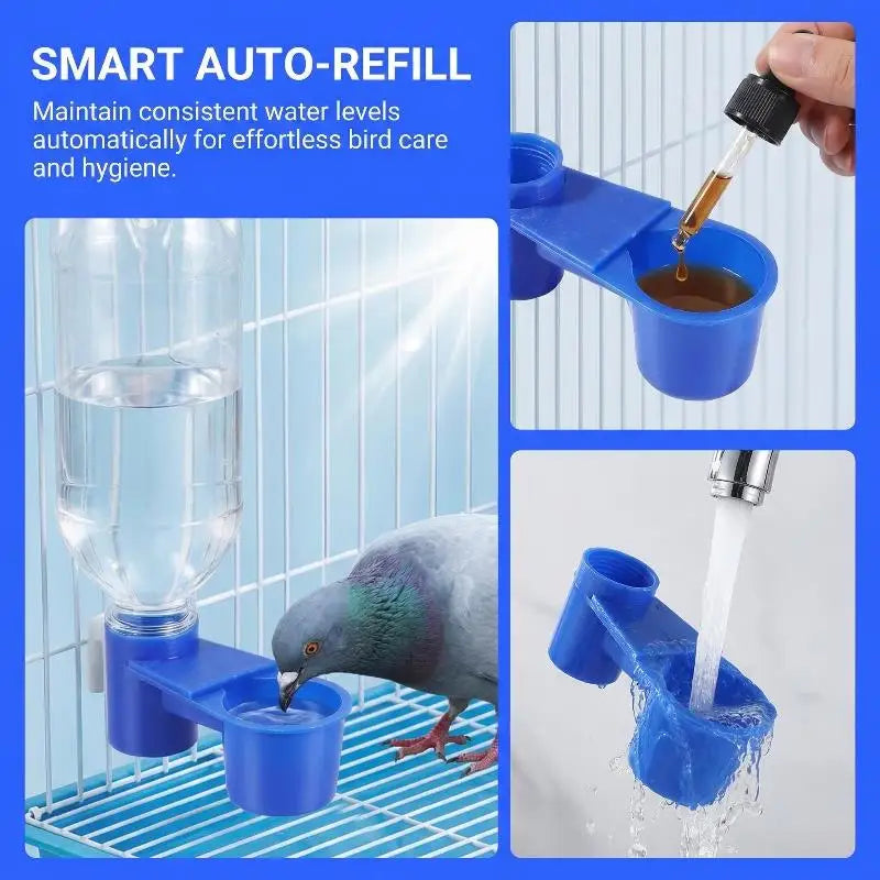 20PCS Pigeons Bird Drinker Feeder Fit For Soda Pop Water Bottle Cup For Chicken Birds Feeder Trough Animal Feeding Accessories Qme