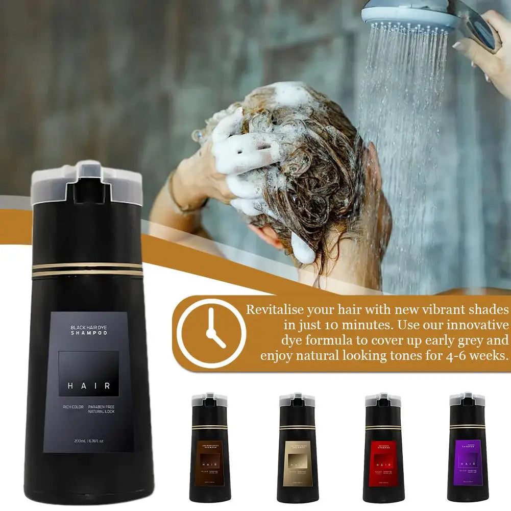 200ML Hair Coloring Shampoo Dye Shampoo For Covering Gray White Shampoo Black Brown Purple Hair Colouring Shampoo Hair Care Qme