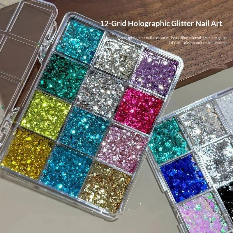 Manicure Glitter Decoration 1 Box Mini Ultra Thin Round Wave Dot Star Qme
