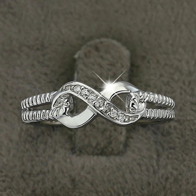 Lucky Letters 8 Shaped Rings For Women Real 925 Sterling Silver Color AAA Cubic Zirconia Eternity Jewelry Female Wedding Gift Qme