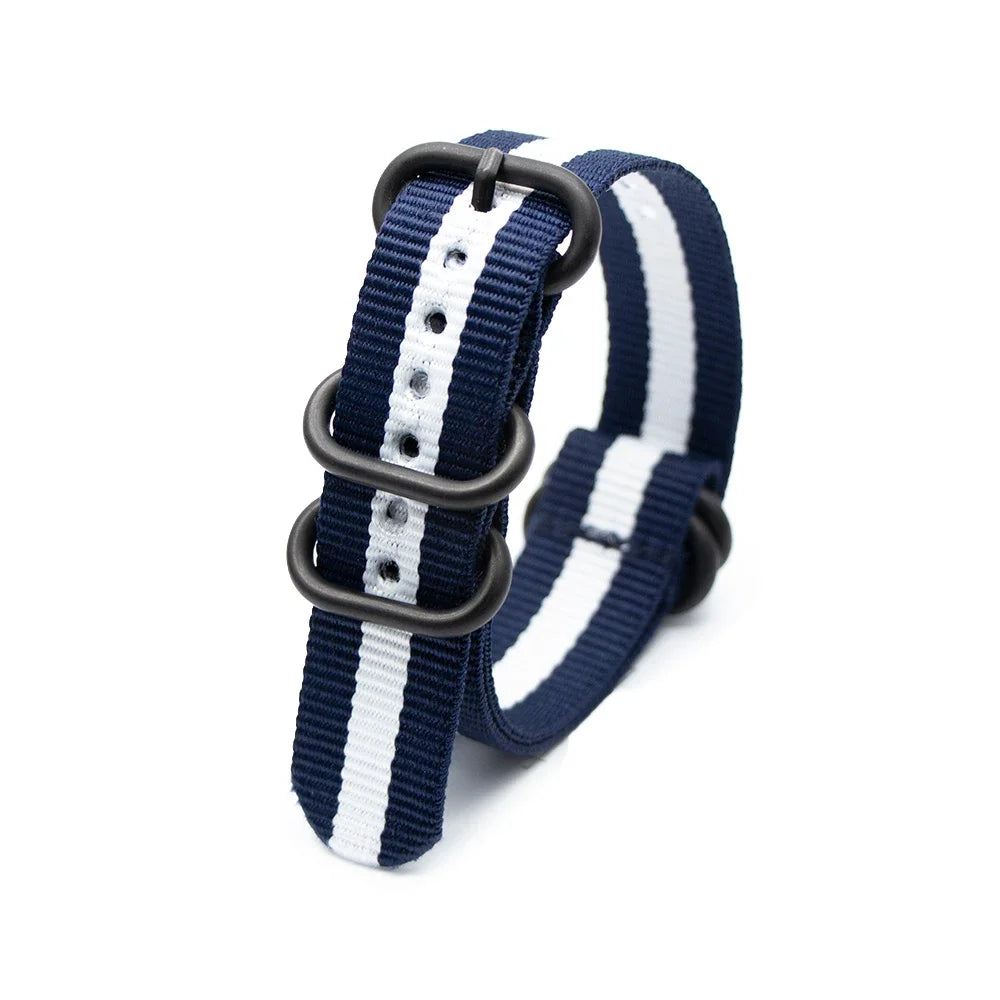 18MM 20MM 22MM 24MM Army Nylon Watch Strap Sport Replacement Wristband With Black Ring Buckle For Samsung Huawei Qme 2Blue 1White 22mm