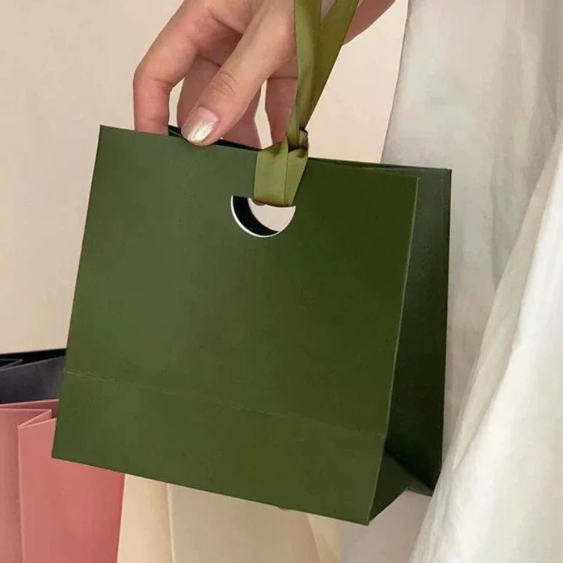 Jewelery Packaging With Ribbon Paper Gift Wrapping Bag Lipstick Storage Wedding Party Gift Tote Handbag Qme