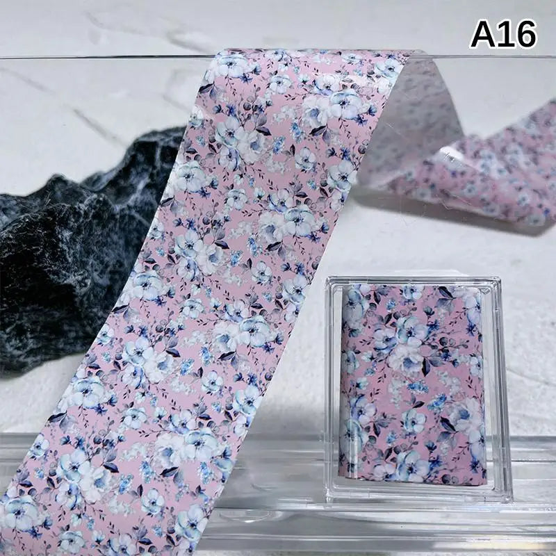 Flower Nail Transfer Foil Rose Floral Art Sticker Paper DIY Manicure Qme A16