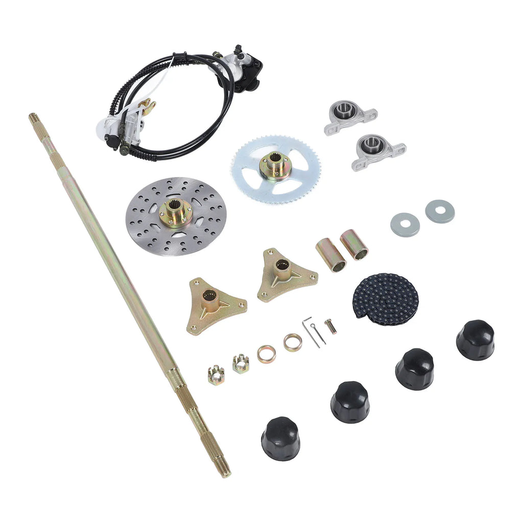 Brake Disc Caliper Assembly Construction Chain Sprockets Go Kart Rear Axle Assembly for 50cc 70cc 90cc ATV Quads Qme