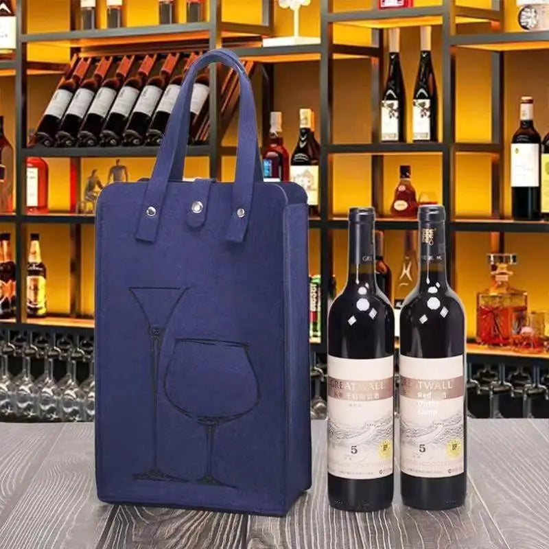 Great Load Bearing Handheld Beverage Packaging Handbag Giftwrap Qme Navy blue