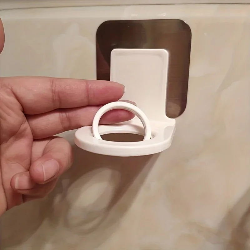1pc Wall Storage Hook, Bathroom Shampoo Shower Gel Shelf, Self-Adhesive Wall Mounted Bathroom Bottle Holder, Qme