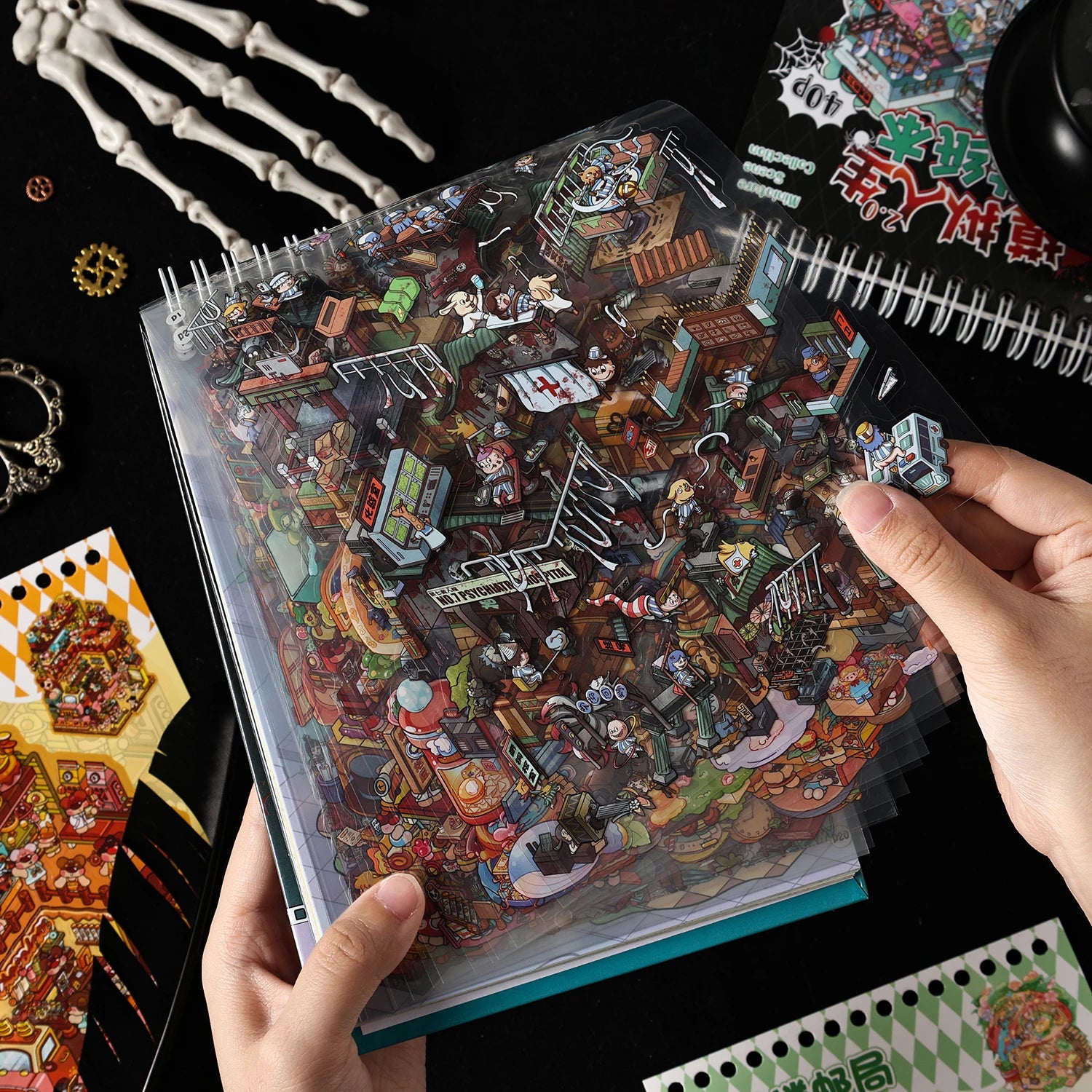 Gothic Horror Diorama Theme Sticker Book Stress Relieving Game for DIY Scrapbooking Journal Phone Case Decoration Qme