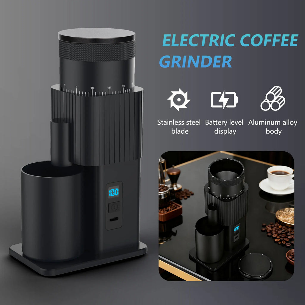 Portable Electric Coffee Grinder USB Rechargeable Bean Replaceable Qme
