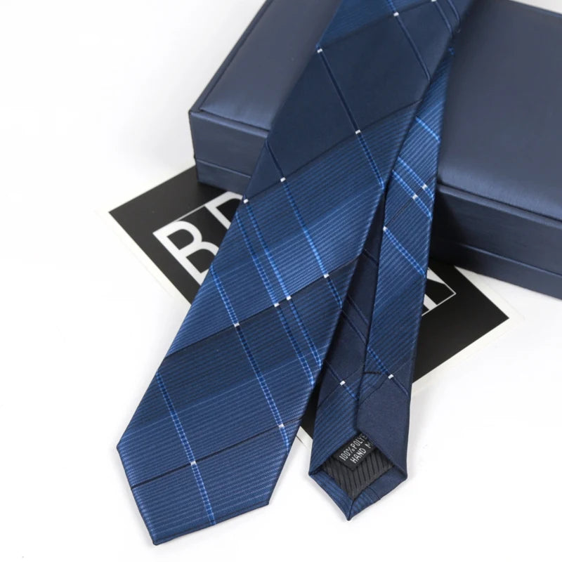 Mens Classic Tie Striped Skinny Necktie Polyester Ties Man Plaids Qme