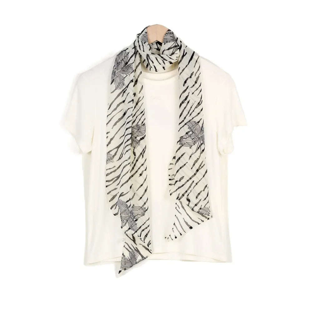 Retro Ribbon Leopard Print Scarf Flower Dressing Decoration Scarf Headband French Style Thin Long Scarves Spring Summer Qme Style A