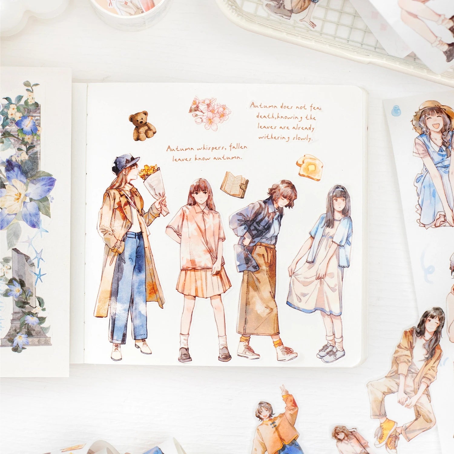 5cm*2m PET Tape Girls Scrapbooking Decoration Materials People Stickers Roll Masking Tapes Journal Planner DIY Arts supplies Qme
