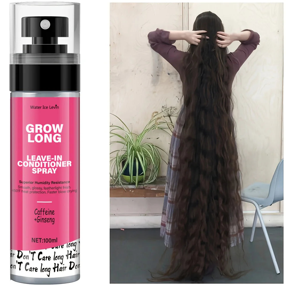 Leave-In Conditioner Spray and Smoothing Agent, Long-Lasting Biotin - Anti-Frizz Deep Conditioner for Split Ends and Breakage - with Vitamin E, Caffeine, and Ginseng, Suitable for Curly, Dry, and Damaged Hair Qme