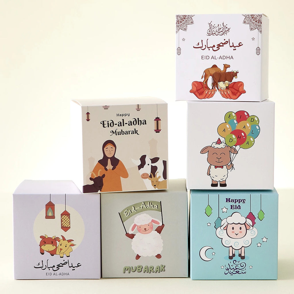 12-Piece Eid Al Adha Gift Boxes - Mini Candy and Snack Gift Bags - Cute Sheep and Balloon Designs - Festive Celebration Party Supplies - Perfect for Chocolates, Small Gifts, and Eid Al Adha Decorations Qme