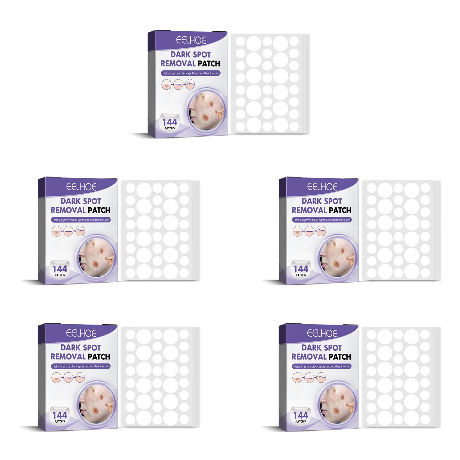 Dark Spot Correcting Patches Freckles Remover Brightening Fade Fade Dark Spots Lightening Melasma Facial Invisible Care Stickers Qme 5 x 144pcs Boxed