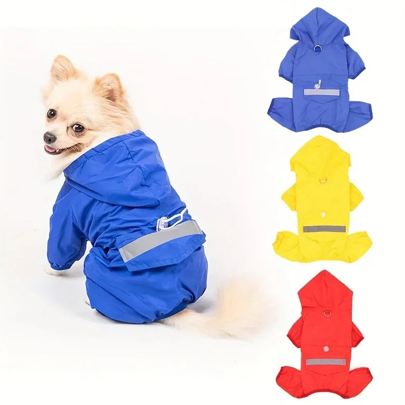 Dog Raincoat Puppy Clothes, Pet Raincoat Hooded Raincoat With D-ring For Dogs Outdoor Supplies Qme