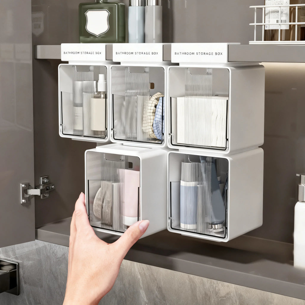 Transparent Storage Box Pull-out Cotton Stick Makeup Bathroom Drawer Qme