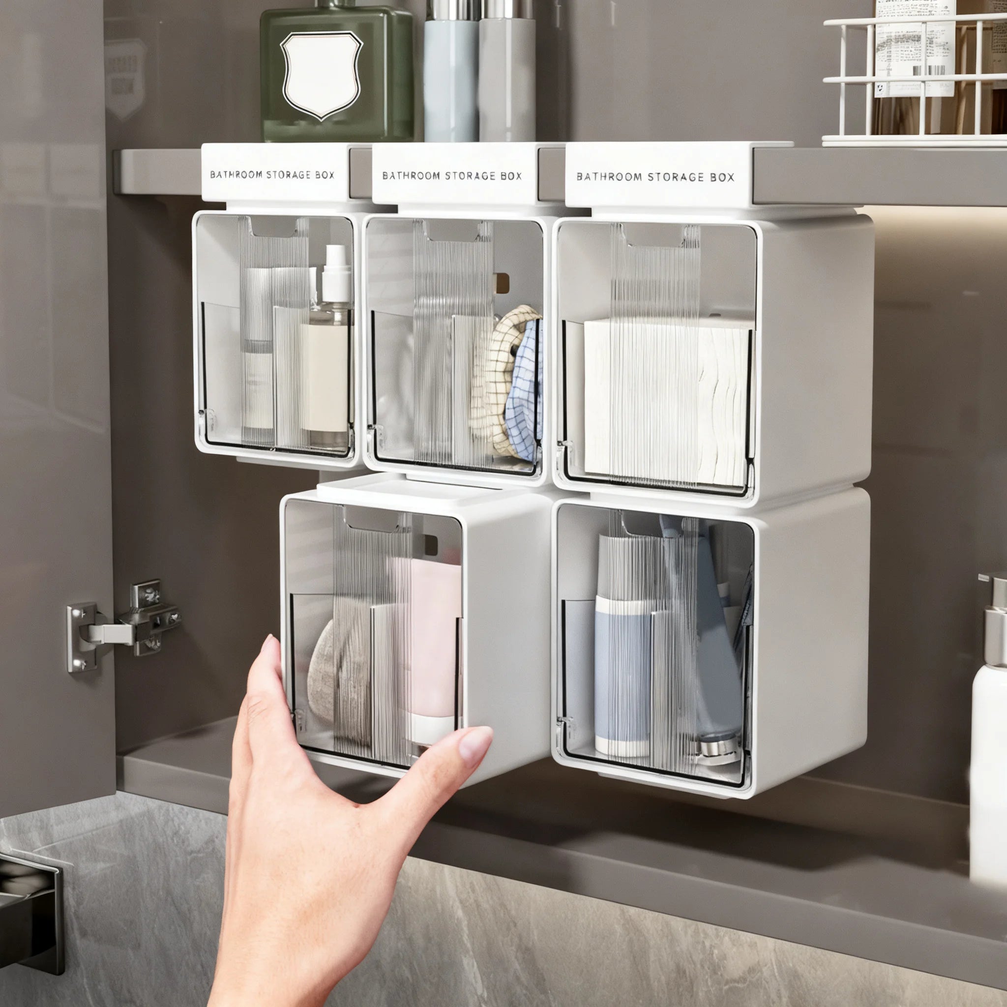 Transparent Storage Box Pull-out Cotton Stick Makeup Bathroom Drawer Qme