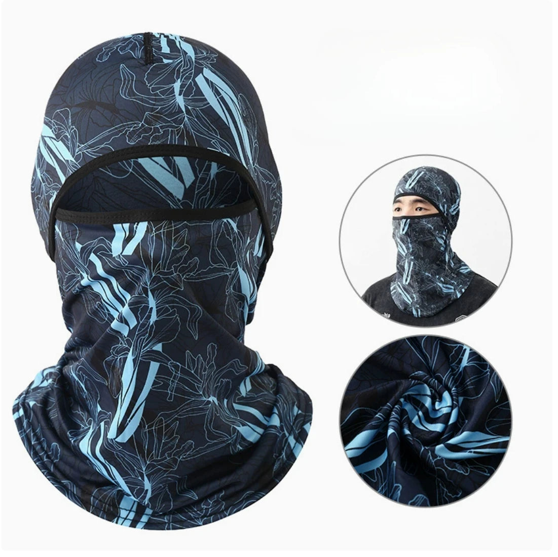 Summer Cool Balaclava Ice Silk Cycling Full Face Cap Sun Anti-UV Protection Sports Face Cover Headwear Bike Motorcycle Men's Hat Qme MapleBlue
