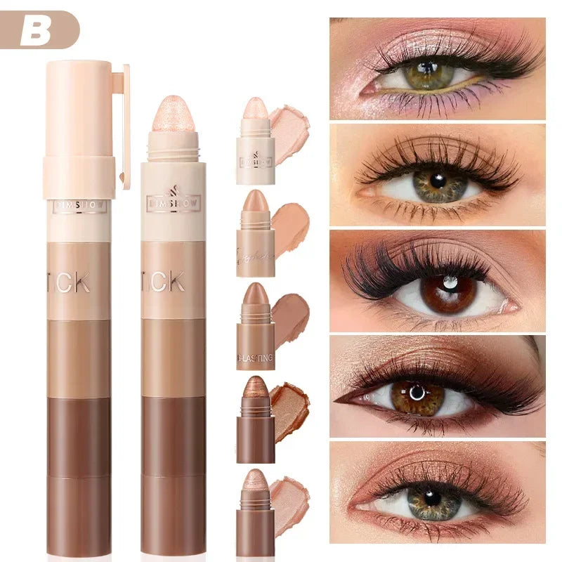 5 in 1 Eyeshadow Pencil Kit Velvet Matte Pigment Shimmer Highlight Makeup Combination Pink Brown Mini Eye Shadow Pen Cosmetics Qme Set of 5pcs B