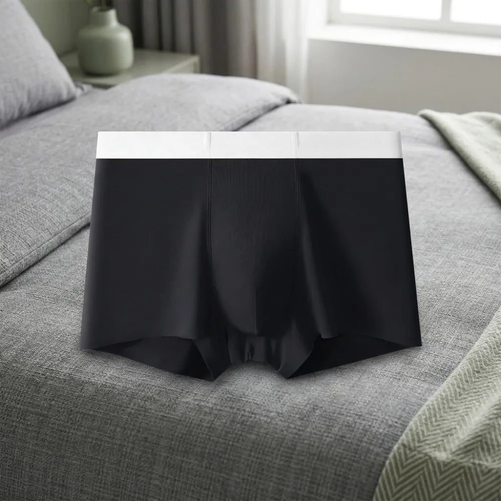 Simple Quick-dry Men's Boxer Briefs Cool Feeling Breathable Seamless Panties Lingerie Shorts Ice Silk Panties Gifts Qme