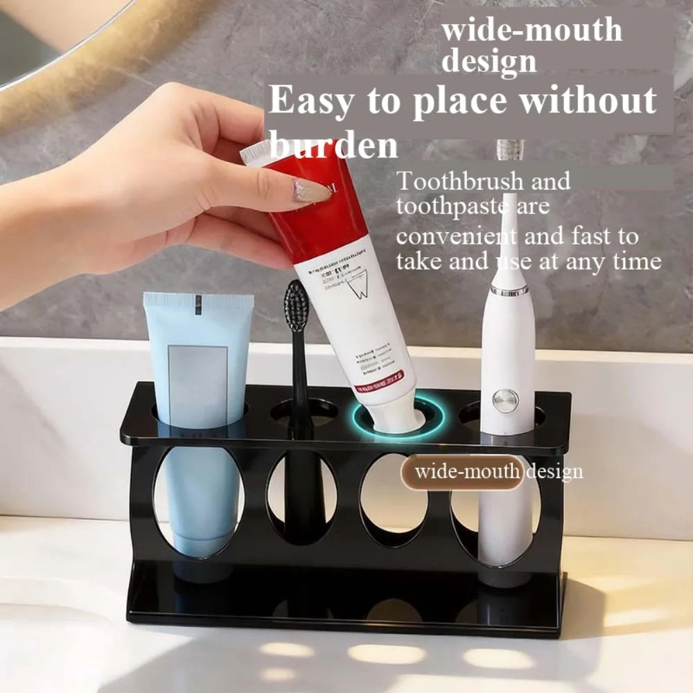 4 Slots Toothbrush Holder Counter Top Toothpaste Razor Storage Rack Bathroom Vanity Washstand Organizer Multi Function Accessory Qme