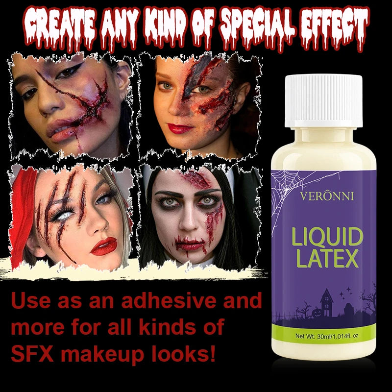 Liquid Latex SFX Makeup Adhesive Special Effects Fake Skin Zombie Qme