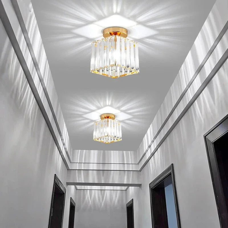 Modern LED Round Ceiling Lamps Luxury Living Room Bedroom Rectangle Ceiling Lights Luster Home Decor Crystal Ceiling Chandelier Qme