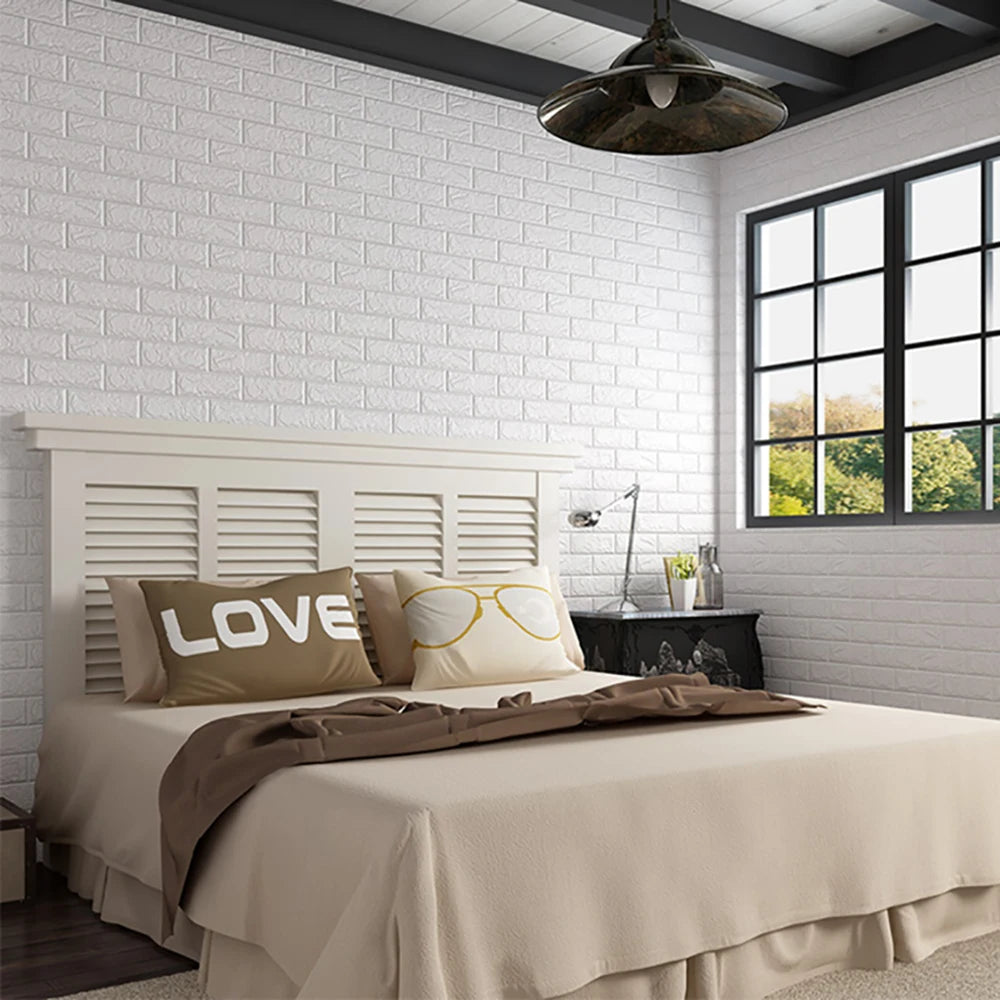 10Pcs 3D Foam Wall Stickers Retro Wallpaper Ceiling Self Adhesive Wallpaper Background Wall Home Decoration Qme