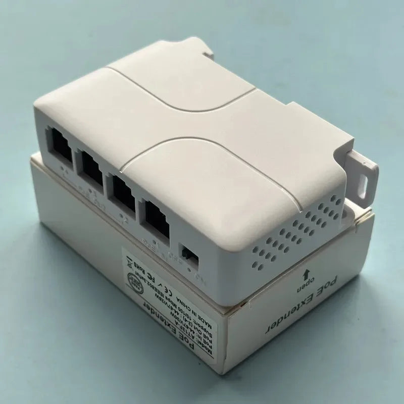 Indoor Rail Mount POE Extender 100Mbps 1-in-3-out Serial POE Repeater Cascade Booster Qme