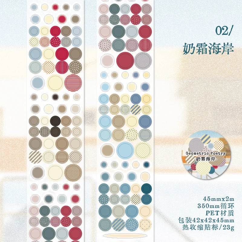 Cartoon watercolor geometry Washi Tape Collage Decorative DIY Scrapbooking Hand Made Masking Tape Japanese Stationery Stickers Qme B2