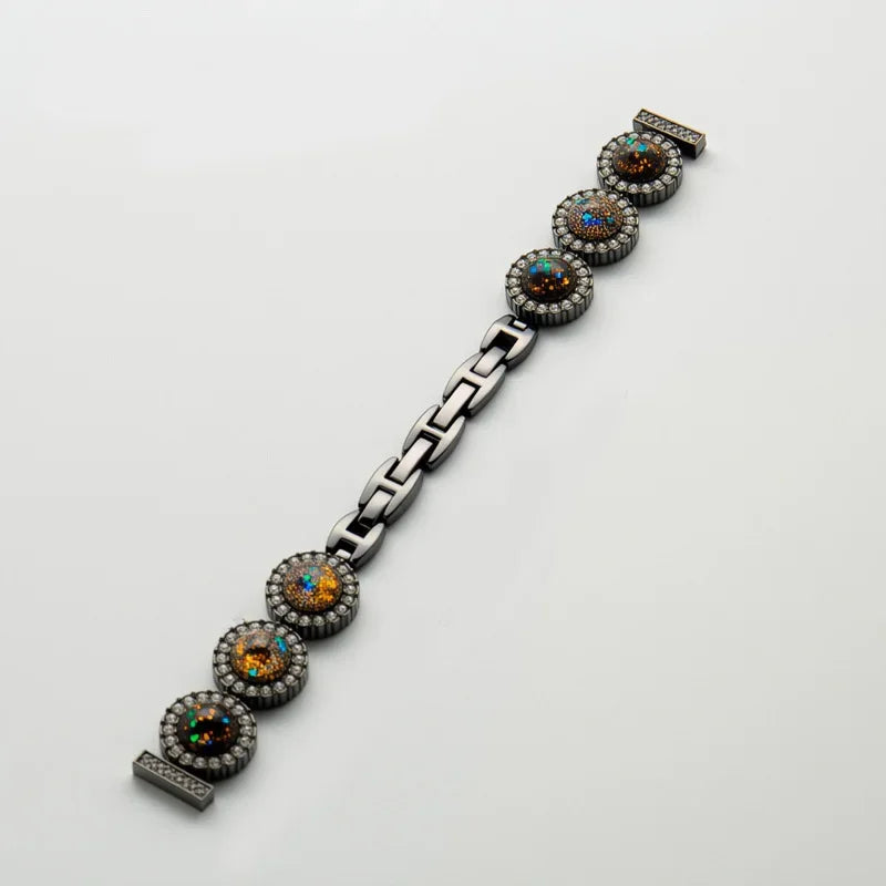Sparkling Diamond Metal Watch Band For Apple iWatch Series 9 8 7 SE Luxury Jewelry Chain Wrist Strap Replacement Qme Black Amber 38-40-41 S10-42mm