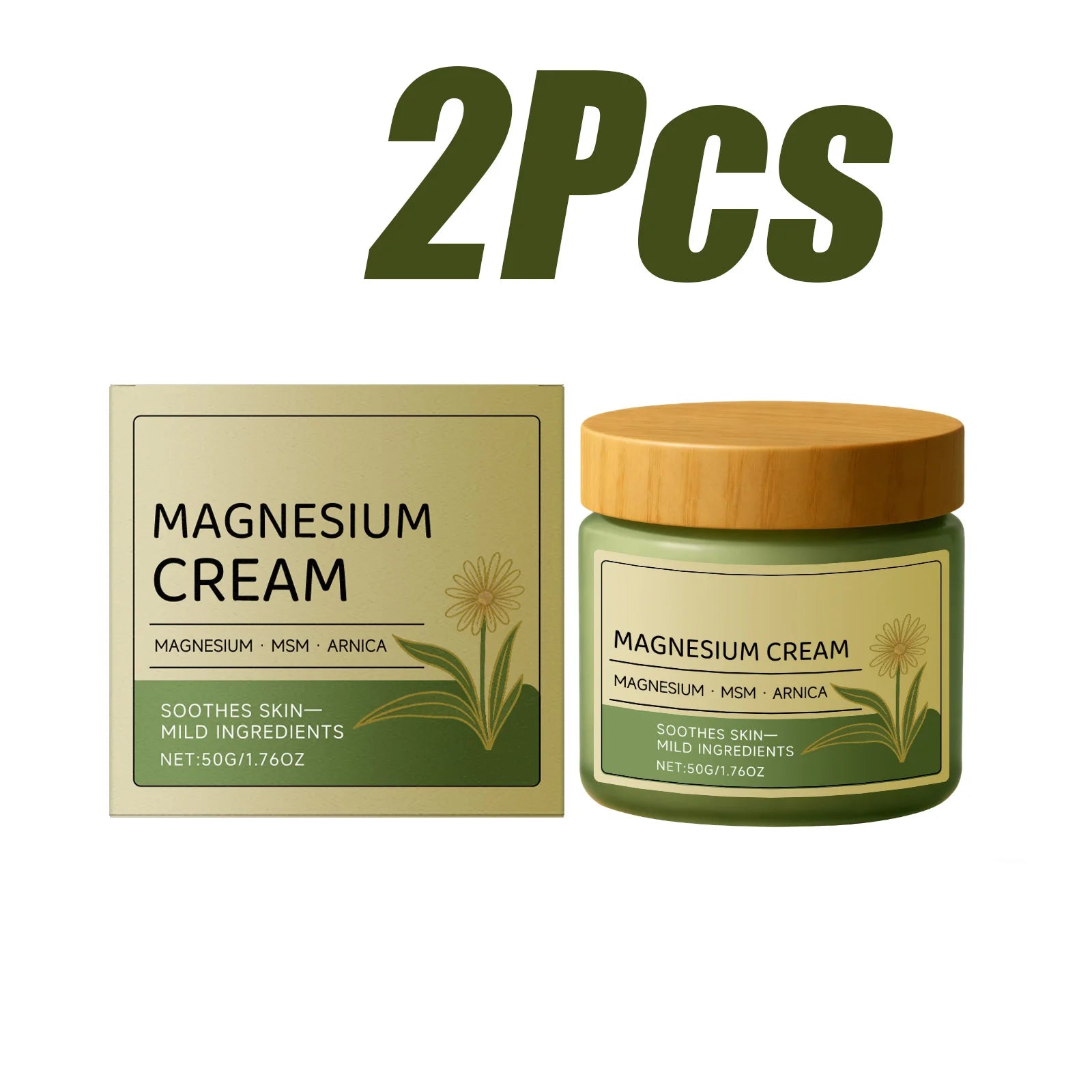 Magnesium Cream for Muscle & Nerve-Relief Moisturizing Body Massage Cream Fast Absorption Support Body Relief Daily Care Qme 2 x 50g Boxed