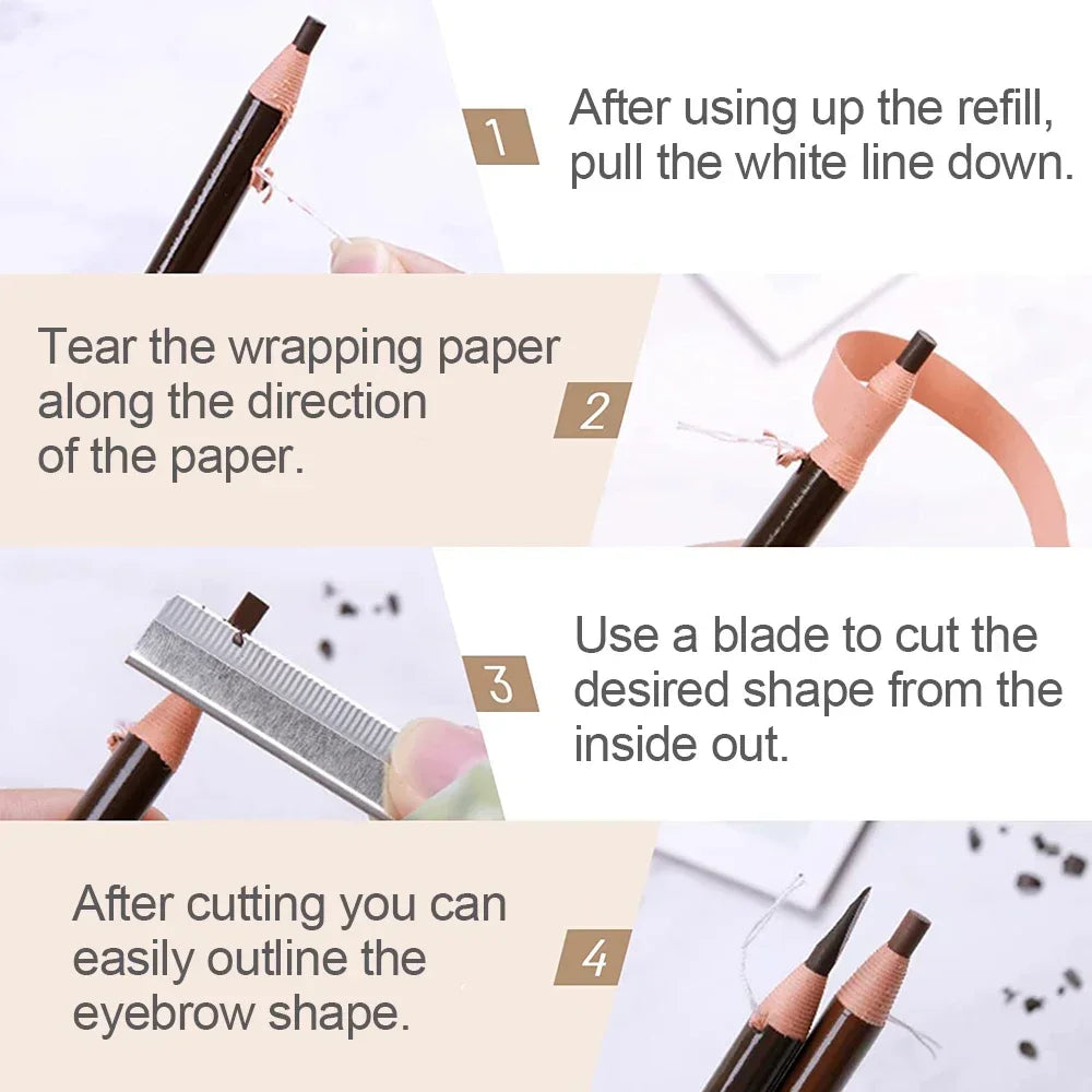 5pcs Professional Microblading Pencil Permanent Eyebrow Pencil Tattoo Waterproof Art Tint Makeup Eye Brow Pen Enhancers Cosmetic Qme