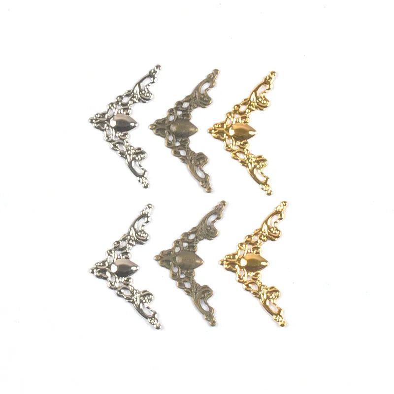 30Pcs Corner Protector Filigree Wraps Metal Crafts Connectors For Jewelry Findings Making Scrapbook DIY Box Album Home Decor Qme