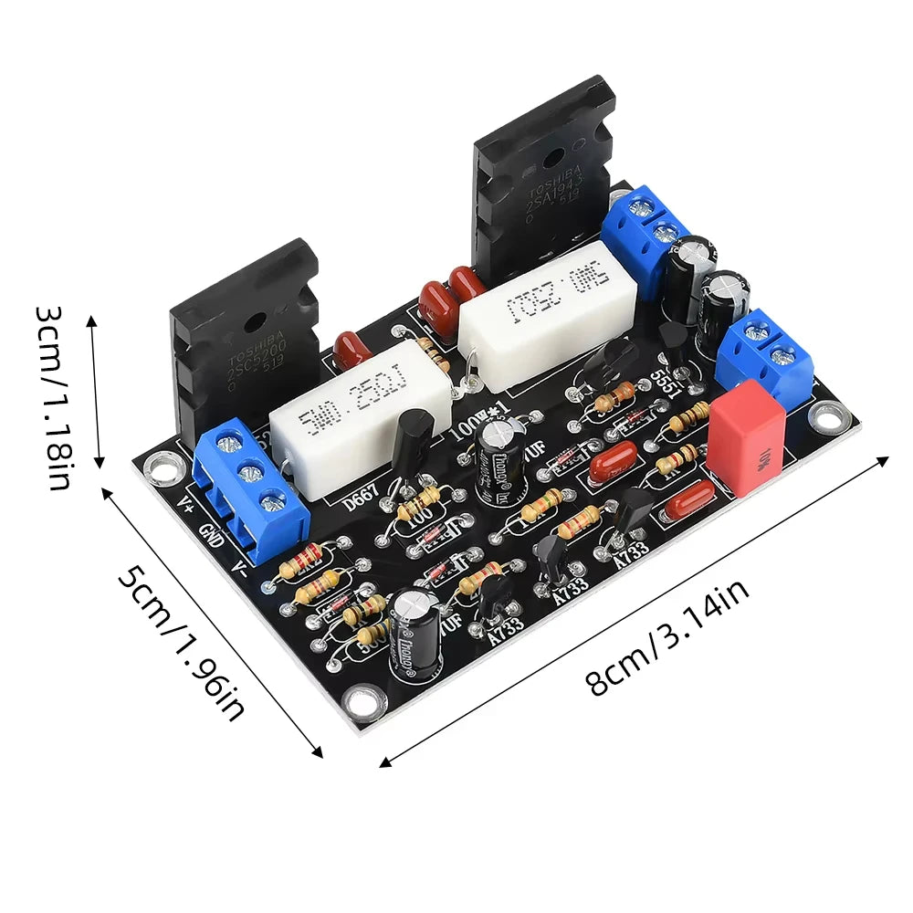 2SC5200+2SA1943 Tube 100W DC 35V Mono Channel HIFI Audio Amplifier Board Qme
