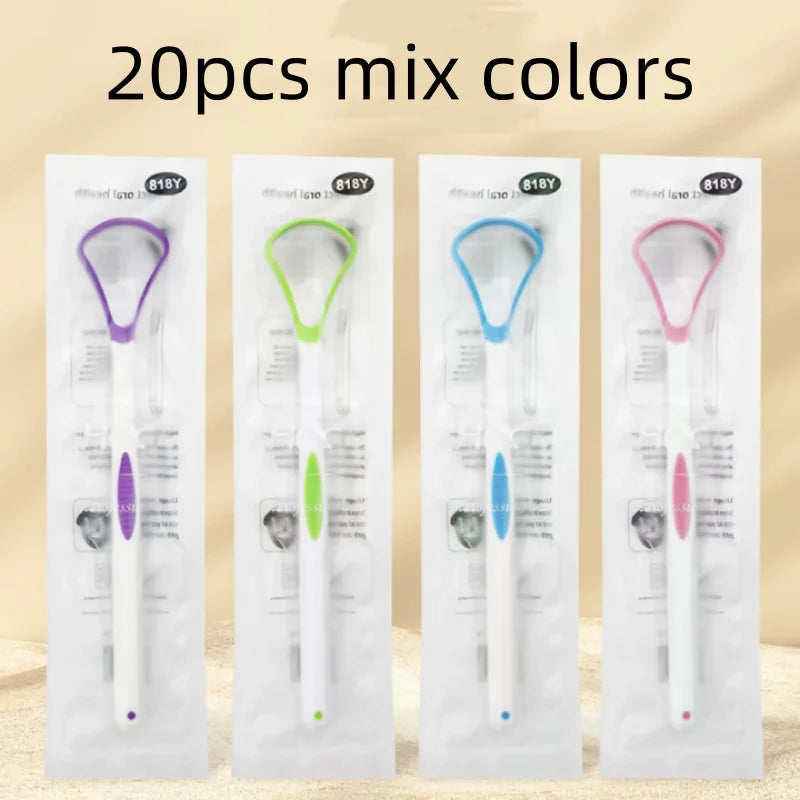 1/5/10/20pcs Grade Tongue Scraper Oral Care Device Removes Thick Coating Food Residue Bad Breath Prevention Tongue Cleaning Qme 20pcs mix colors