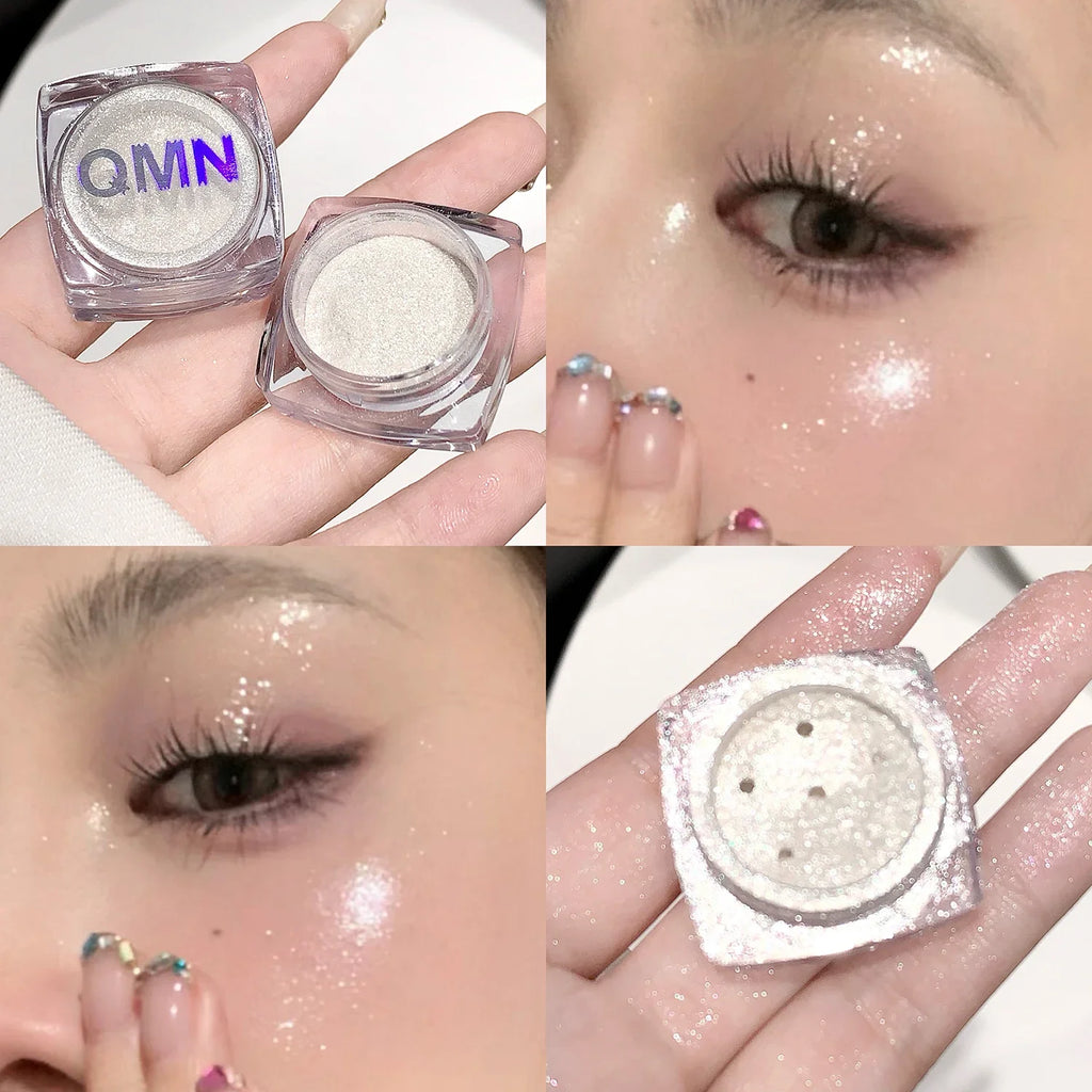 1PC Shimmer Fairy Powder White Pink Glitter Loose Highlighter Sparkling Powder Face Body Makeup Bronzer Illuminator Cosmetic Qme 01
