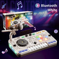 Kids Simulation DJ Mixer Controller Toys Multifunctional Music Effects Electronic Piano Keyboard Learning Birthday Gift Boy Girl Qme White with bluetooth
