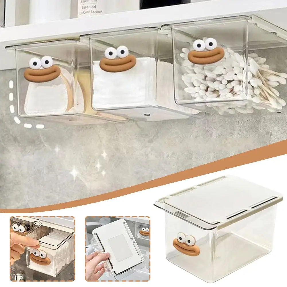 Transparent Bathroom Storage Box For Cotton Stick Makeup Cotton Pull-Out Storage Drawer Style Space Saving Cotton Pad Holder Qme