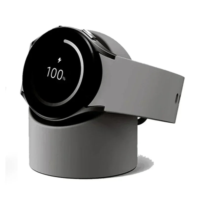Compatible with Samsung Galaxy Watch 7 6 5 Charger Stand 40 44 46mm Galaxy Watch 5Pro Charger silicone Stand Charging base Qme Gray