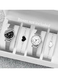 4PCS Fashion Roma Dial Quartz Watch Casual Mesh Strap Women Watches Bracelet Set Reloj Mujer（Without Box） Qme 4PCS No