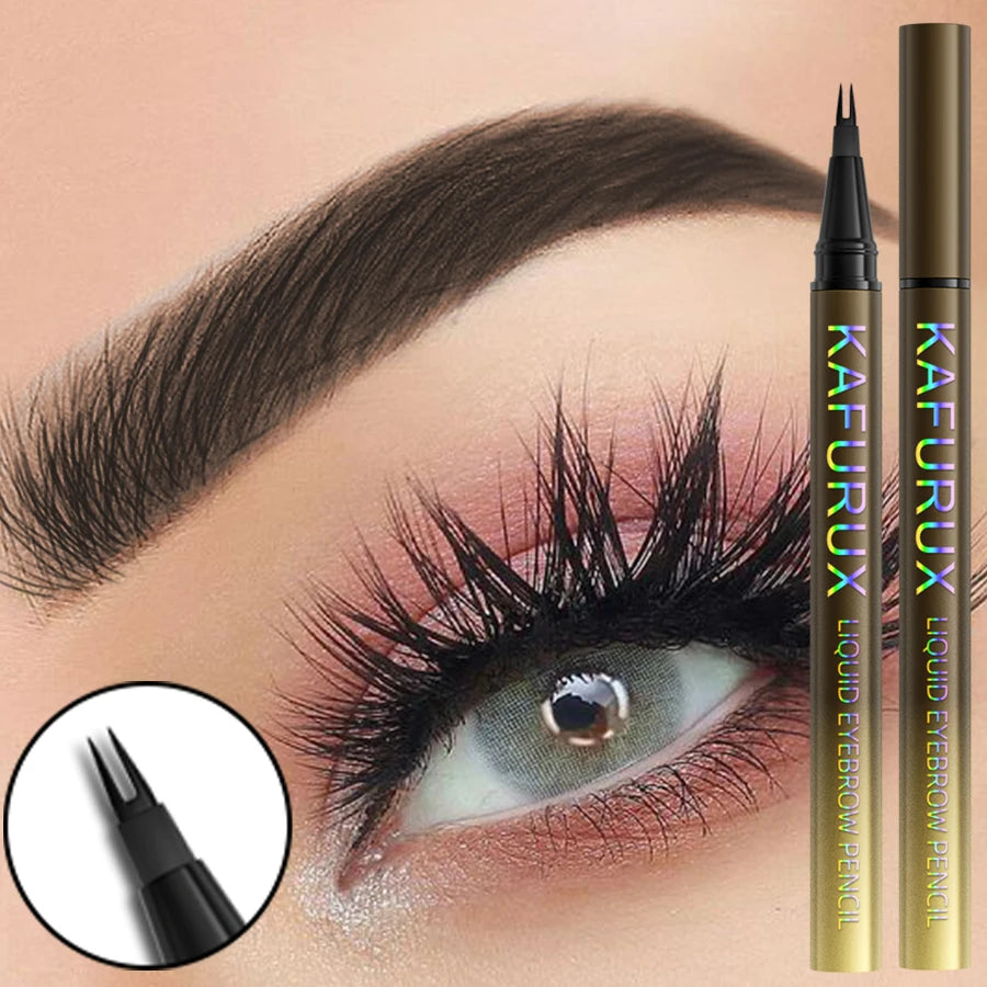 8 Colors 2 Fork Microblading Eyebrow Pen Waterproof Liquid Eye Qme