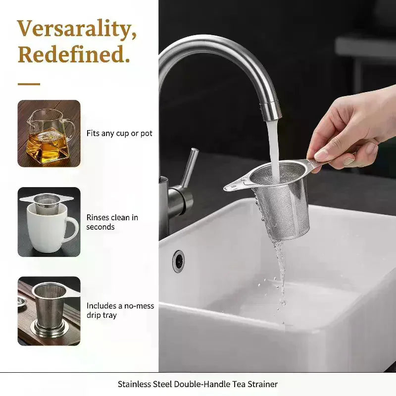 Loose Leaf Tea Infuser Stainless Steel Single/Double Handle With Lid Fine Mesh Leak Proof Hanging Coffee Filter Strainer Qme