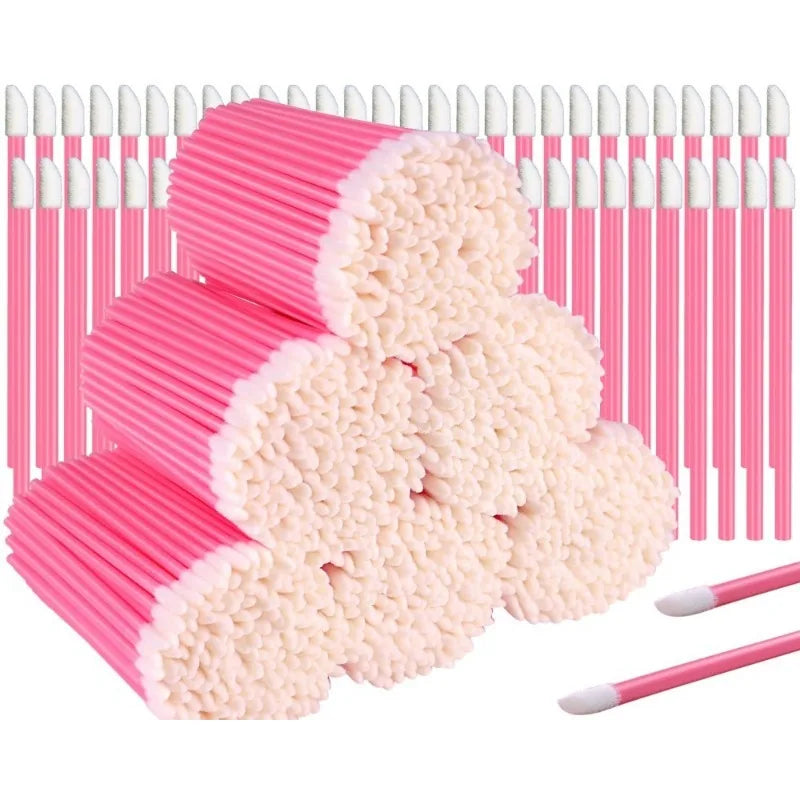 Disposable Lip Lint Applicators Lipstick Testers Wands Makeup Brushes Qme pink