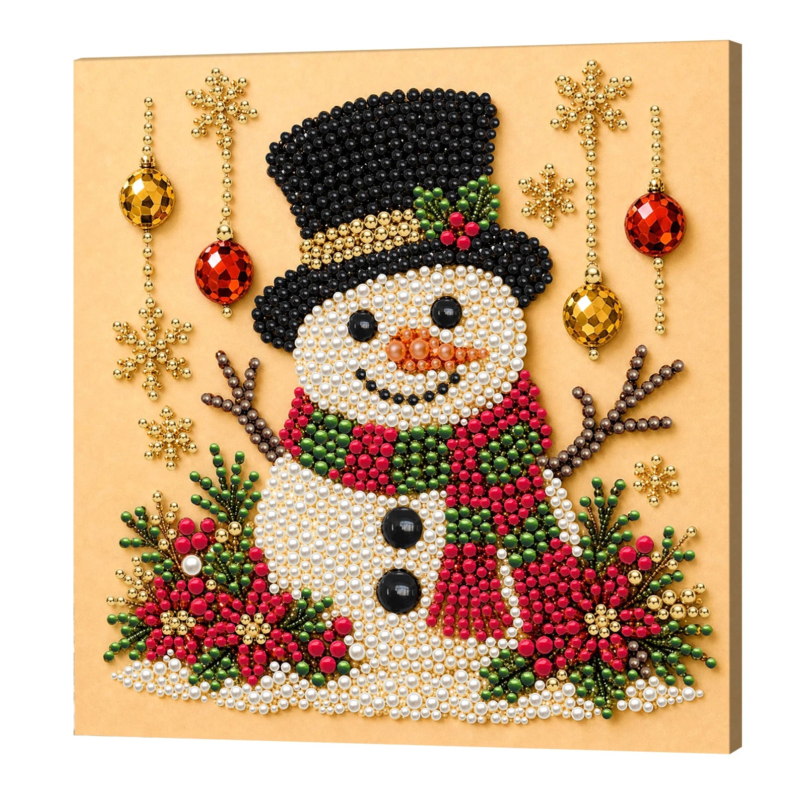 DIY Pearl Painting Kit with Frame 7.87x7.87in Pearl Dot Painting Pearl Art Painting for Adults Beginners Home Wall Decor Qme Christmas snowman