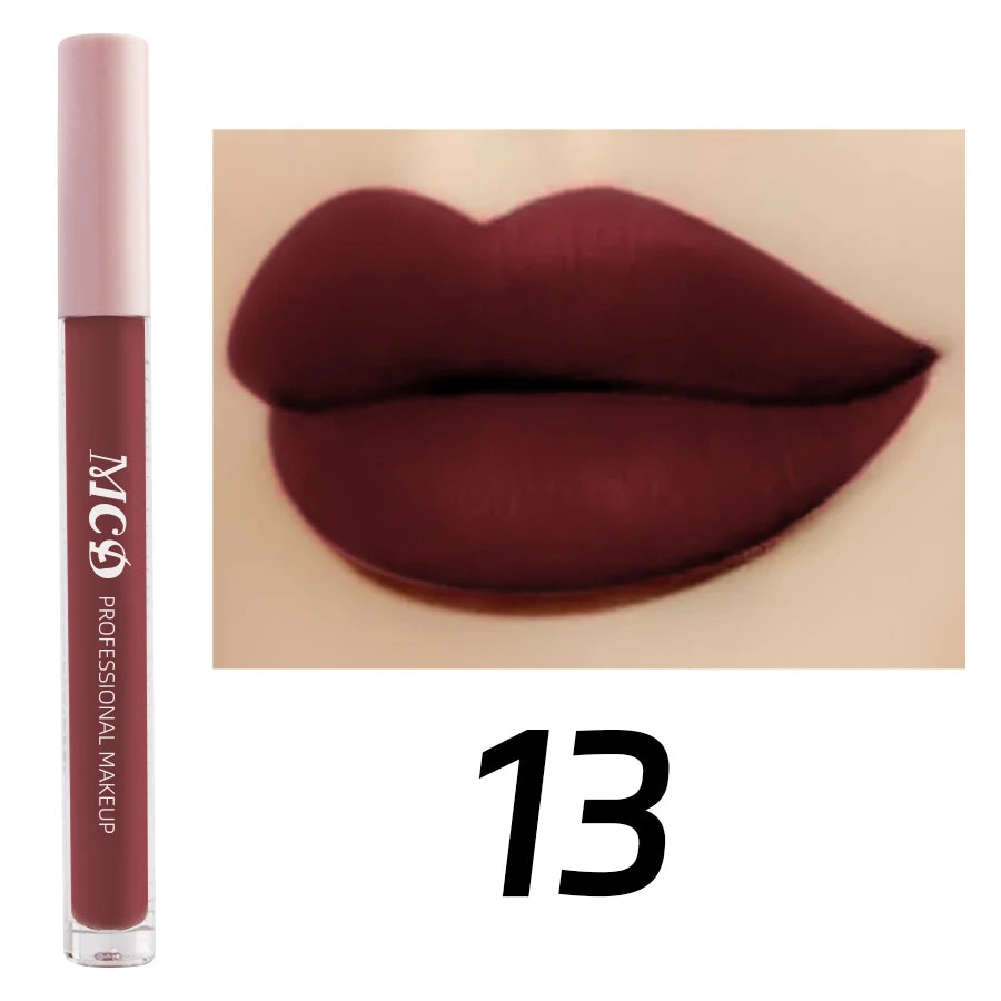 Dark Brown Matte Velvet Lip Gloss Waterproof Liquid Lipstick Nude Qme 13