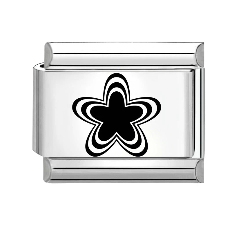 Laser Engraving Star Art LOVE Heart Fish Charm Link Fit Stainless
