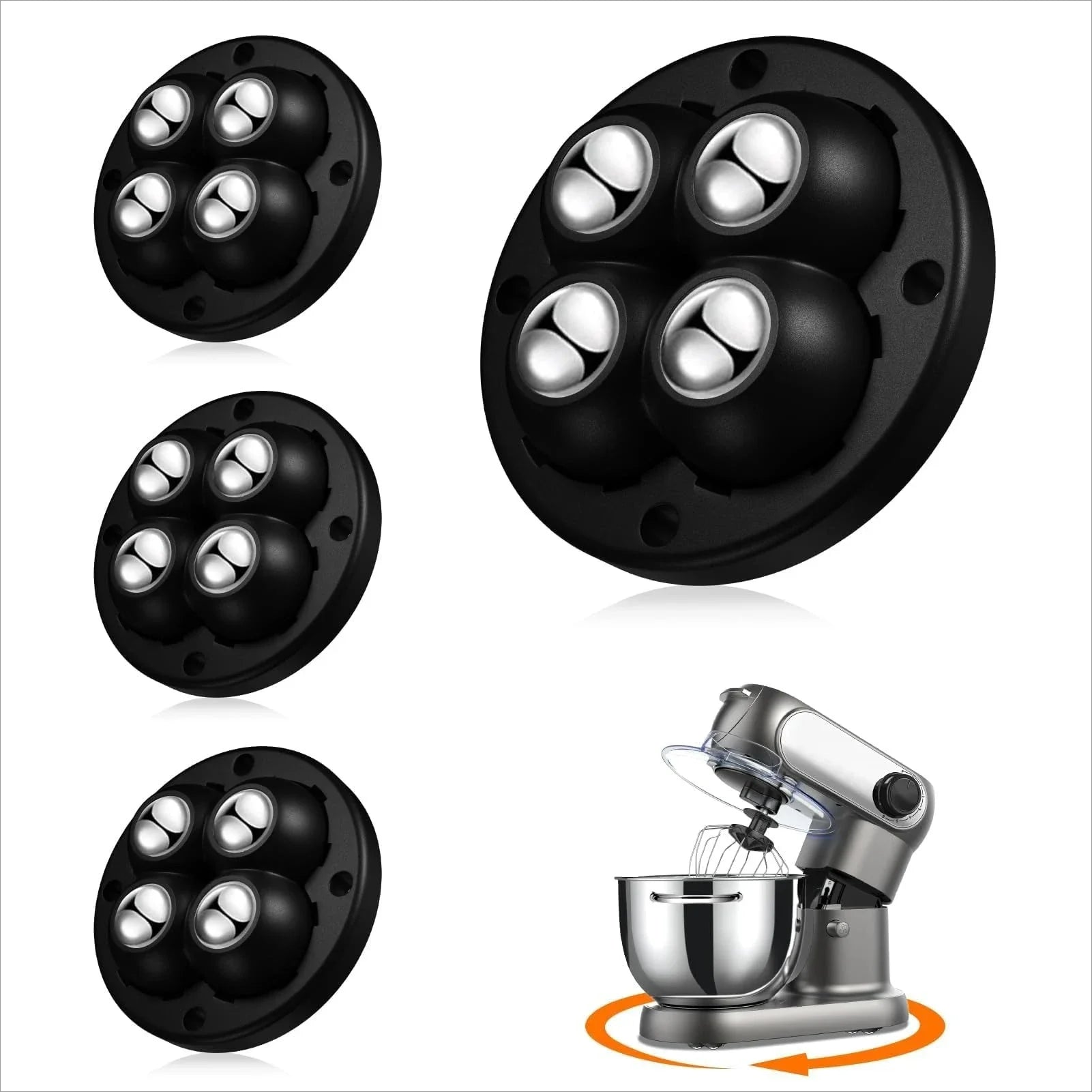 24Pack Self-Adhesive Mini Swivel Casters, 360° Rotatable Universal Wheels, Heavy-Duty Double Ball Bearings for Kitchen Applianc Qme 4pcs-black
